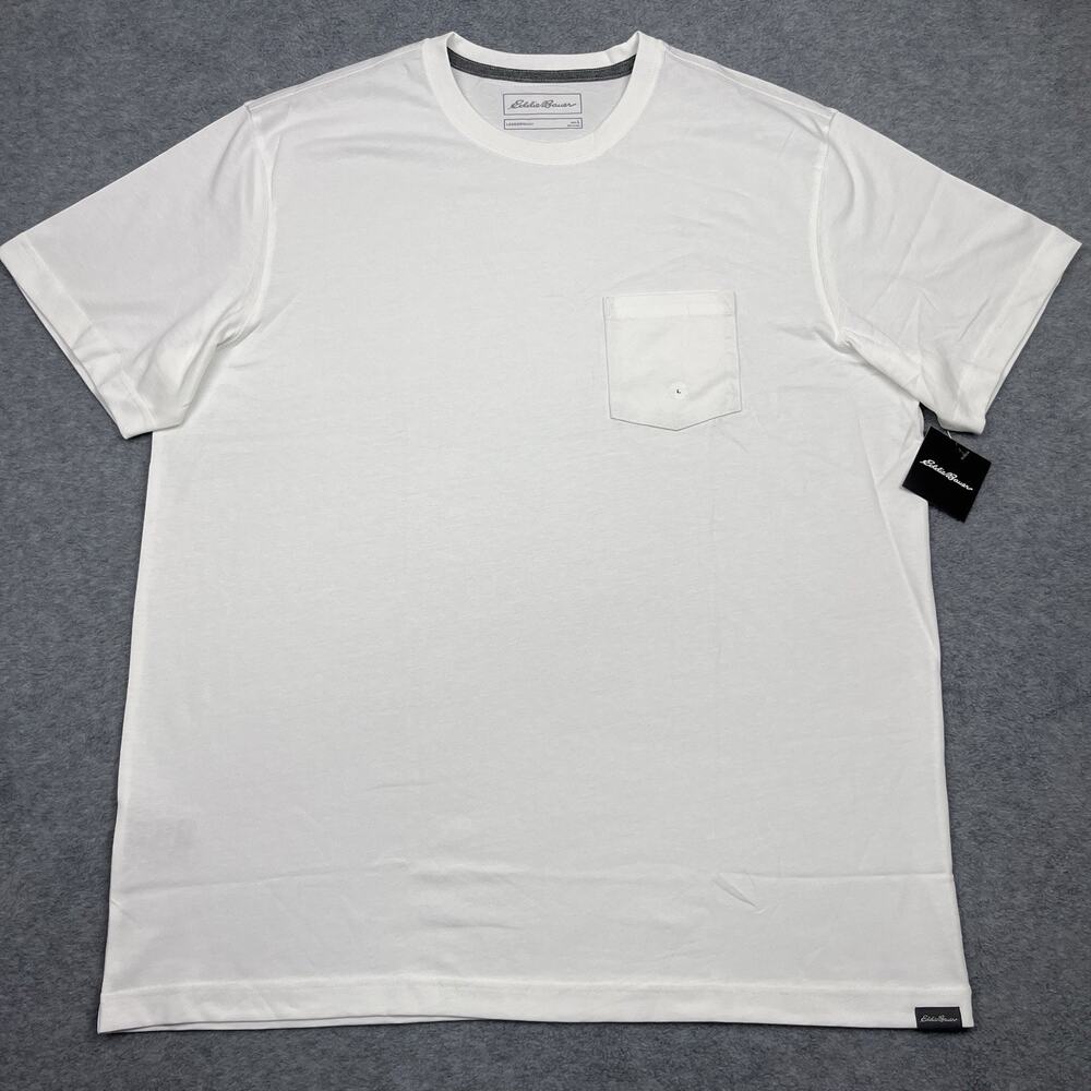 eddie‎ bauer pocket t-shirt white crewneck short sleeve large